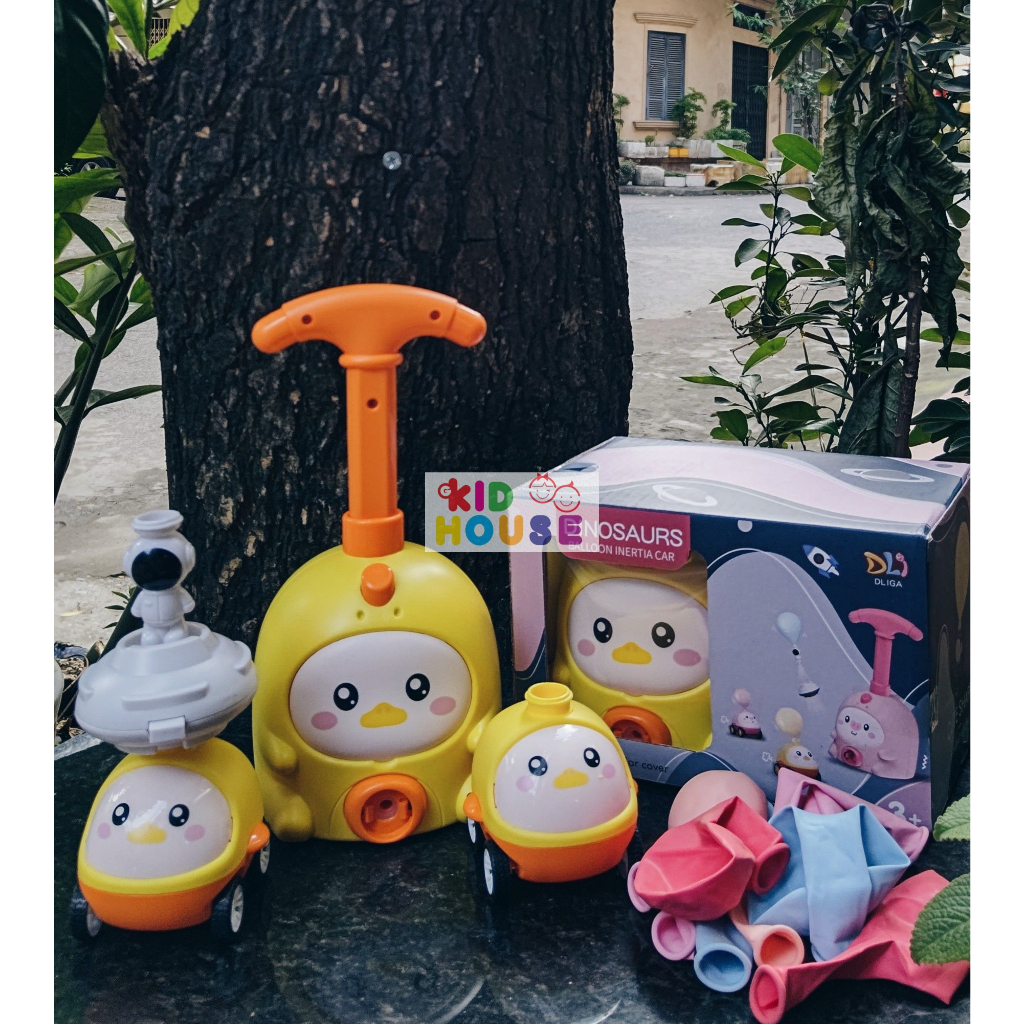 Đồ chơi xe bơm bong bóng hình thú dễ thương loại 2 ô tô, xe hơi bong bóng, xe bơm khí cầu cho bé