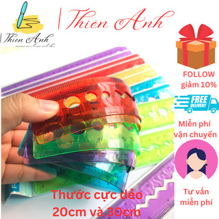 Thước dẻo học sinh, thước kẻ dẻo bền, thước dẻo 20cm, thước dẻo 30cm, thước dẻo Aihao nhiều màu sắc