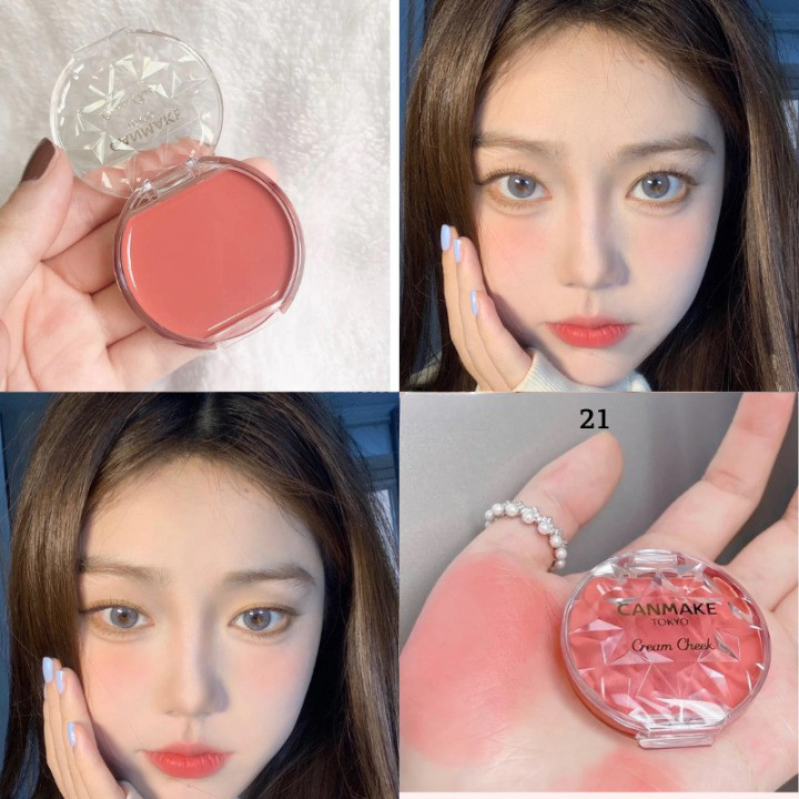 Combo Make Up Tone Hồng Đào Baby Má Hồng Kem 21 + Son Cezanne 101 Nhật Bản