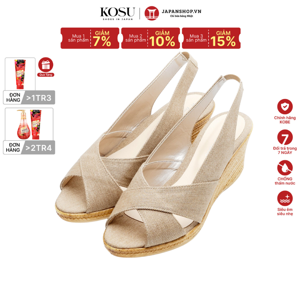 Sandal đế xuồng siêu êm siêu nhẹ 6,5cm KOSU 86901, giày xăng đan chống thấm nước chính hãng Nhật Bản