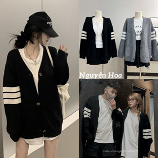 Áo khoác cardigan nam nữ Thom unisex kẻ 3 sọc chất nỉ mềm mịn phong cách hàn quốc