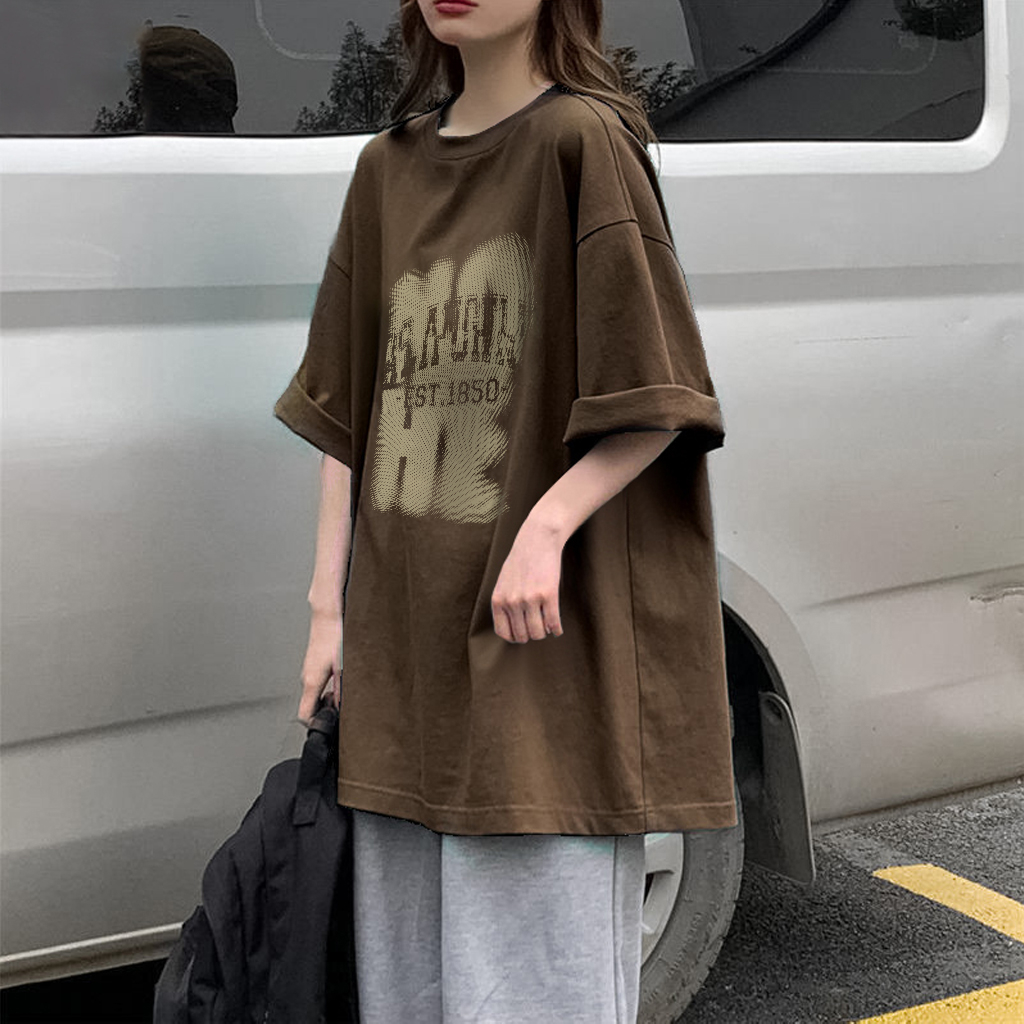 FOCUS local brand fashion vintage Nâu áo thun tay ngắn bigsize unisex áo phông ulzzang 100%cotton