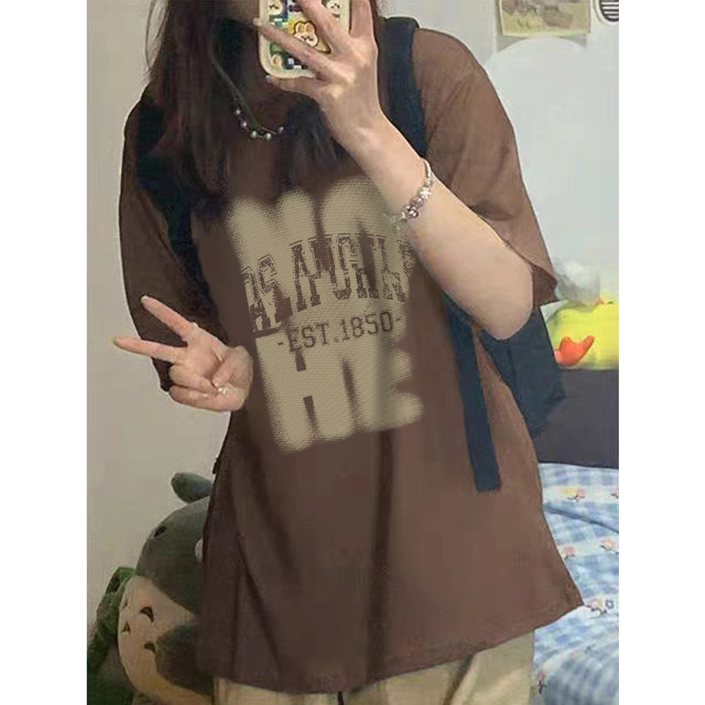 FOCUS local brand fashion vintage Nâu áo thun tay ngắn bigsize unisex áo phông ulzzang 100%cotton