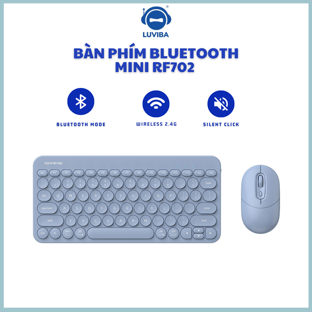 Bàn Phím Không Dây Bluetooth Mini RF702 Wireless Pin Sạc Thiết Kế Mỏng Đẹp Thiết Kế Chống Ồn