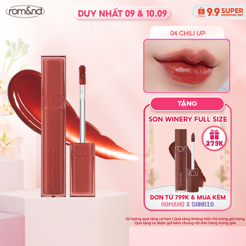 Son tint bóng, siêu lì cho đôi môi căng mọng Hàn Quốc Romand Dewyful Water Tint 5g