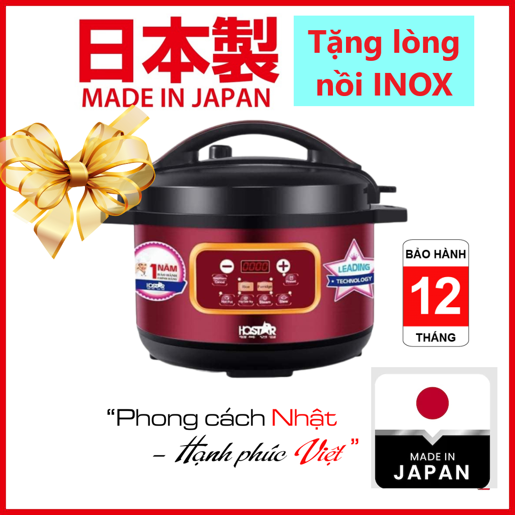 Nồi áp suất điện đa năng HQSTAR Nhật Bản Tặng Kèm 01 LÒNG NỒI INOX và 01 XỬNG HẤP SIÊU TỐT Bảo hành 12 tháng Lòng inox