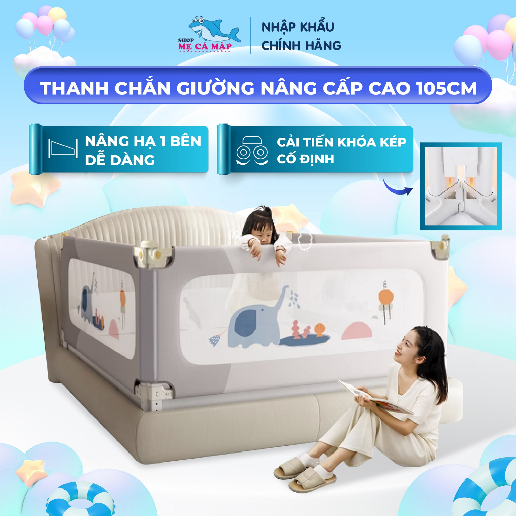 Thanh Chắn Giường Cho Bé Pakey Cải Tiến Khóa Kép Cố Định