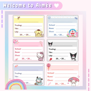 Set 12 nhãn vở hoạt hình kuromi, doraemon, hello kitty ... dễ thương | Aimée