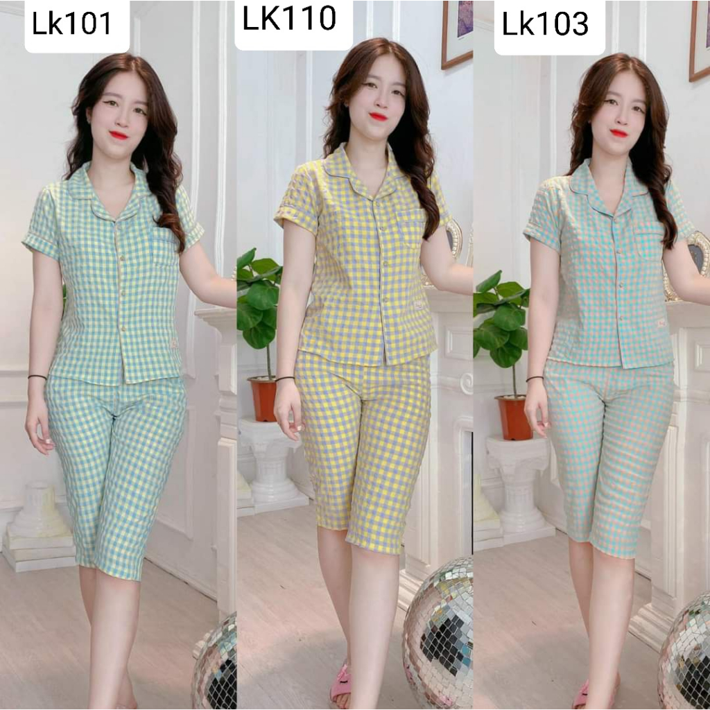 (BunnySky) Đồ bộ mặc nhà nữ, đồ bộ pizama thiết kế viền nẹp có cả dài và lửng