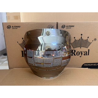 Kính bubble gắn nón bảo hiểm màu gương khói trong Royal