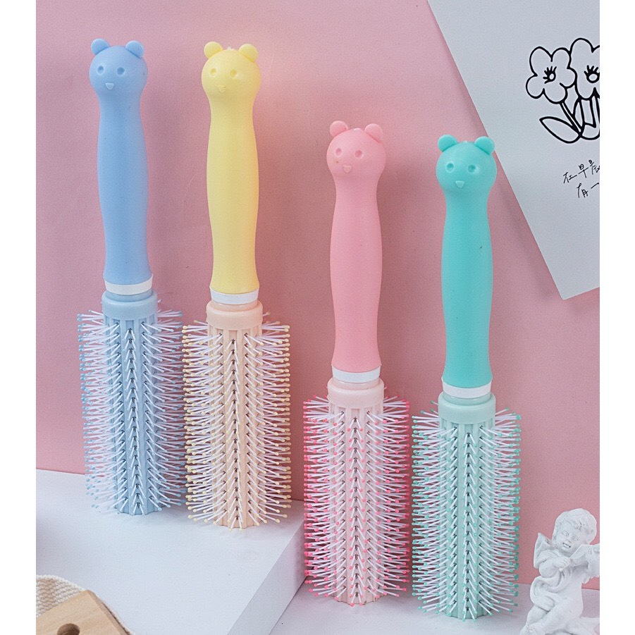 1 Lược chải rối tay cầm tròn lược cuốn lô có gai massage hình mèo dễ thương DTonline