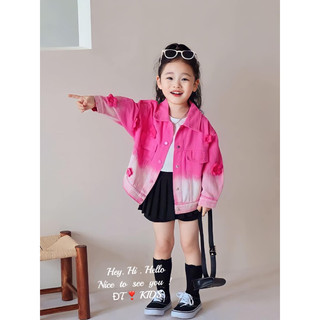 Áo khoác kaki hoa hồng loang cho bé gái