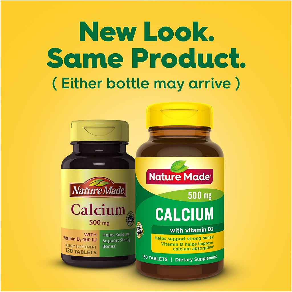 Viên uống Calcium 500mg Nature Made hỗ trợ xương hũ 130 viên