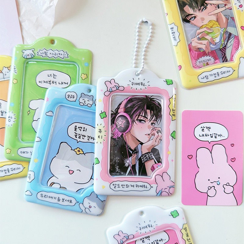Holder Thẻ id / Xe Buýt / Card Màu Pastel Kiểu Hàn Quốc Có Móc Khóa