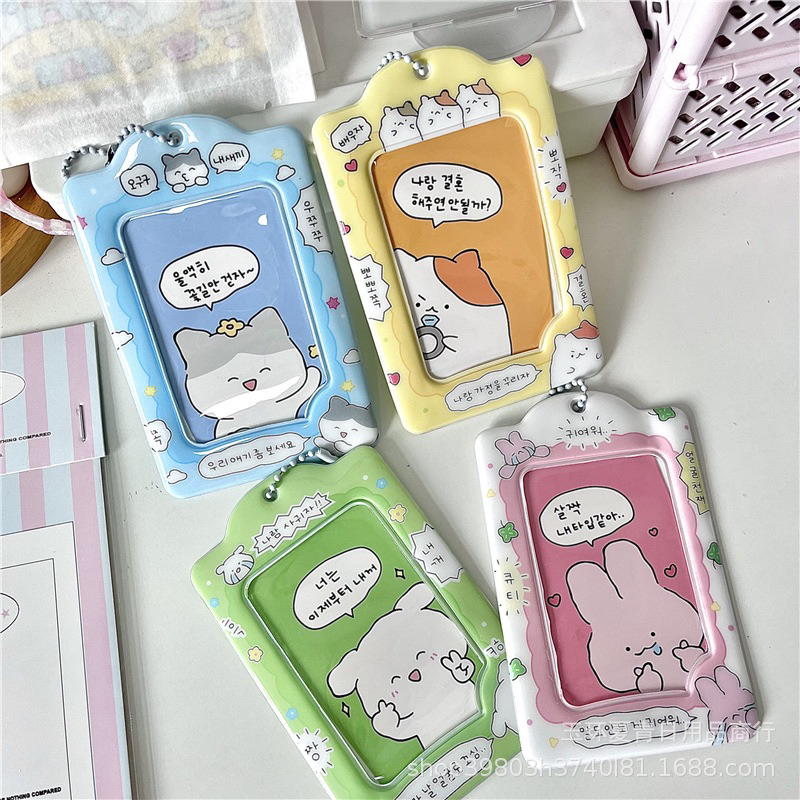 Holder Thẻ id / Xe Buýt / Card Màu Pastel Kiểu Hàn Quốc Có Móc Khóa