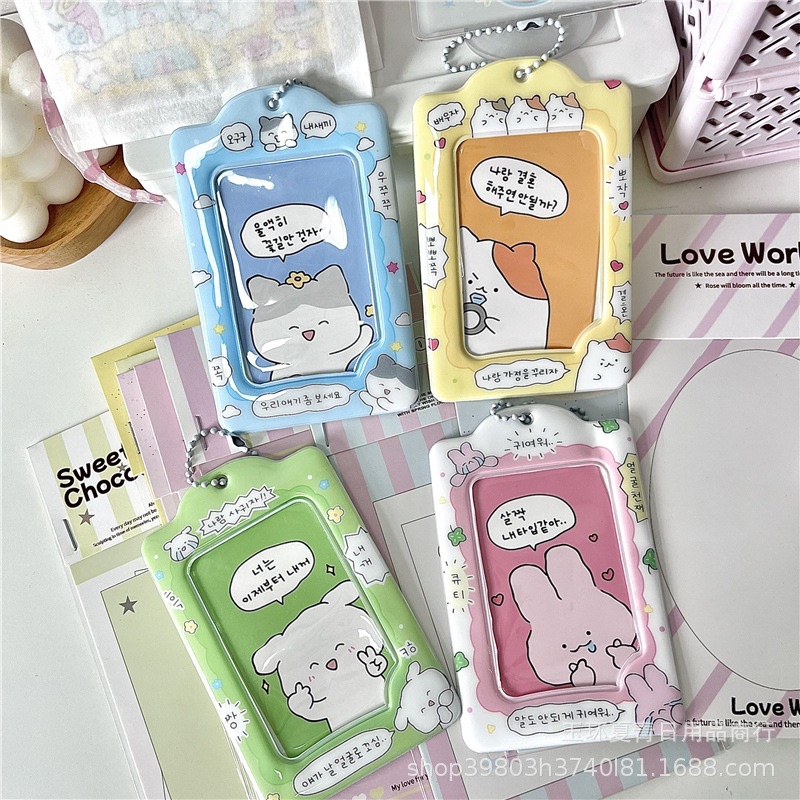 Holder Thẻ id / Xe Buýt / Card Màu Pastel Kiểu Hàn Quốc Có Móc Khóa