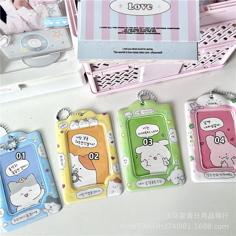Holder Thẻ id / Xe Buýt / Card Màu Pastel Kiểu Hàn Quốc Có Móc Khóa