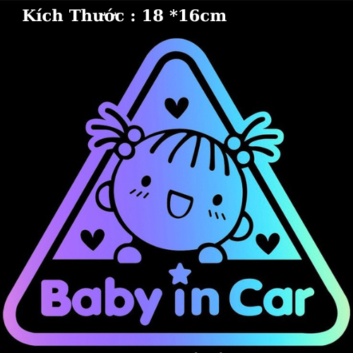Decal Baby In Car Dán Xe Ô Tô - Miếng Dán Baby In Car xe ô tô , Baby On Board trang trí ngoại thất xe ô tô phản quang