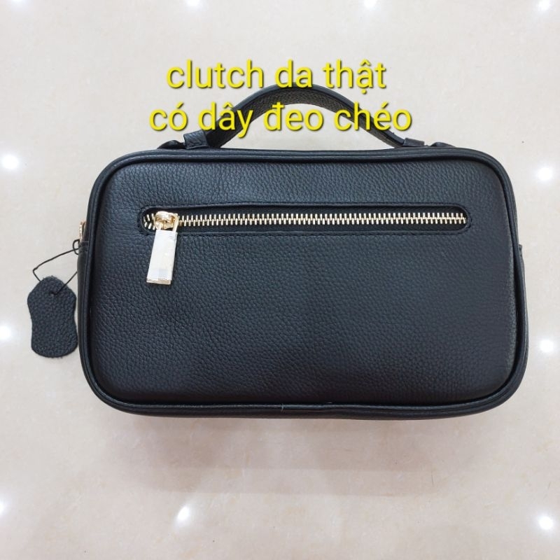 Clutch cầm tay da bò cao cấp có dây đeo