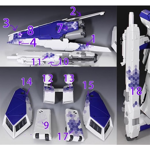 DECAL MÔ HÌNH XUEYAN - DECAL NƯỚC PHẢN QUANG CHO MÔ HÌNH MG 1/100 HI-NU VER KA MG-08