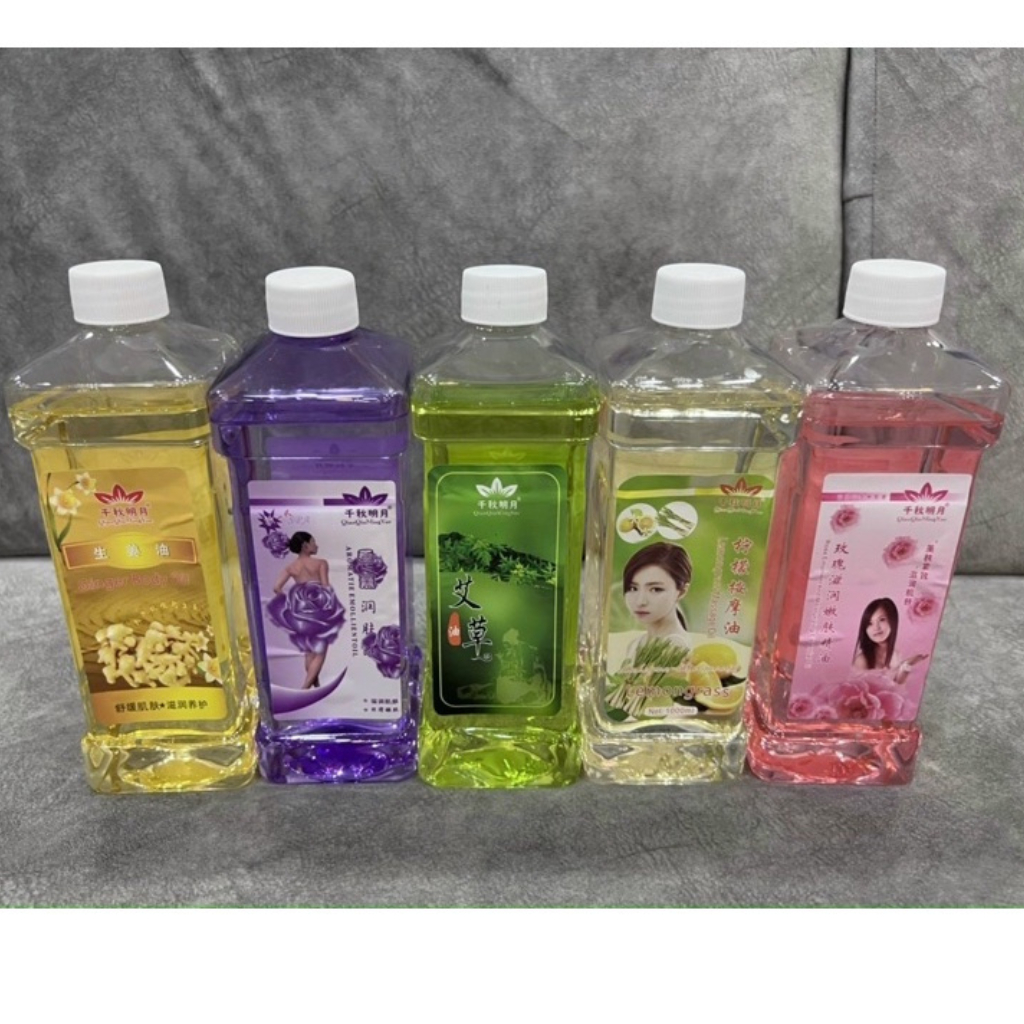 Tinh Dầu Massage Body 500ml, Dầu Gừng, Lavender, Hoa Hồng Thơm Dịu Nhẹ, Trơn Tay Có Kèm Vòi Hút