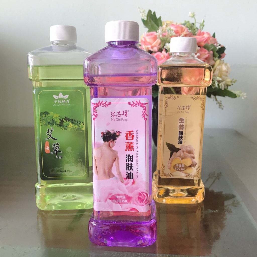 Tinh Dầu Massage Body 500ml, Dầu Gừng, Lavender, Hoa Hồng Thơm Dịu Nhẹ, Trơn Tay Có Kèm Vòi Hút