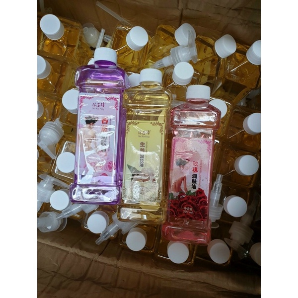 Tinh Dầu Massage Body 500ml, Dầu Gừng, Lavender, Hoa Hồng Thơm Dịu Nhẹ, Trơn Tay Có Kèm Vòi Hút