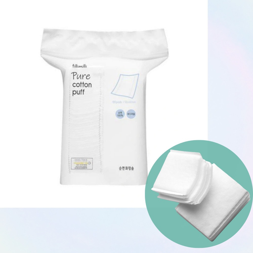 Bông tẩy trang cotton tinh khiết thuần chay Fillimilli Pure Cotton Puff
