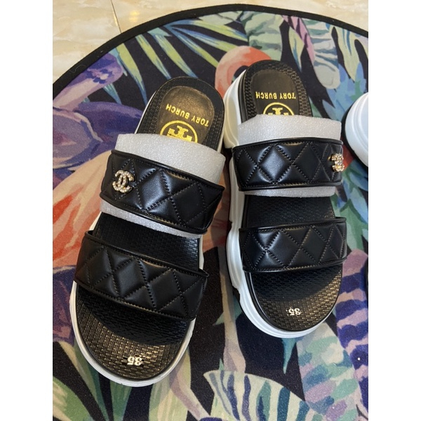 Dép lê nữ 2 quai da trần trám đế xuồng cao thời trang ,Dép Bánh Mì Cao Nữ Đế PU 5P Siêu Nhẹ Cực Êm Quai Dập Sắc Nét