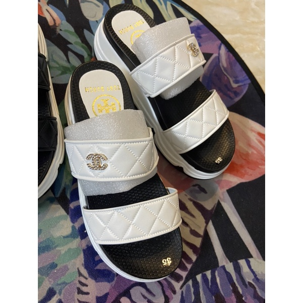 Dép lê nữ 2 quai da trần trám đế xuồng cao thời trang ,Dép Bánh Mì Cao Nữ Đế PU 5P Siêu Nhẹ Cực Êm Quai Dập Sắc Nét