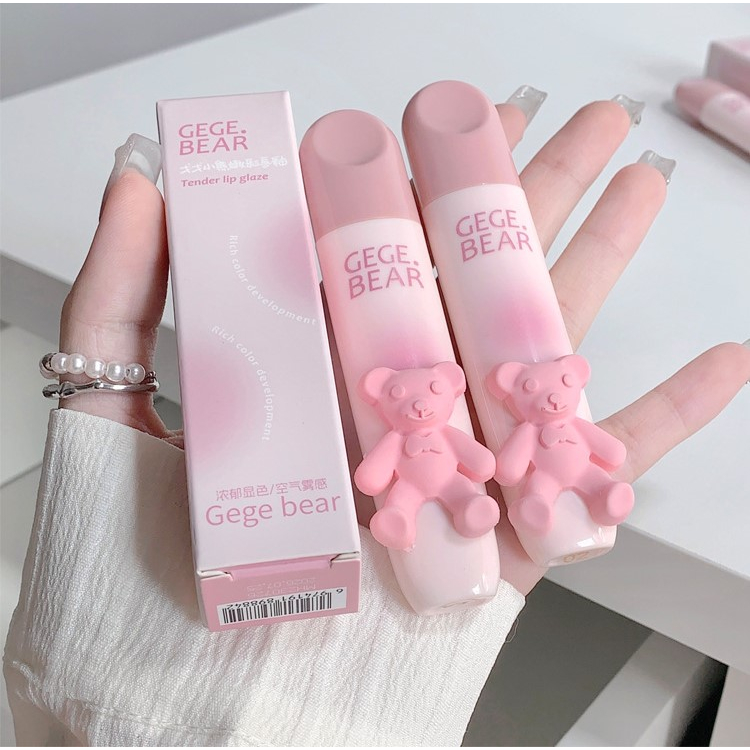 Son Kem Lì Gege Bear Gấu Hồng Tender Lip Glaze Mềm Mịn Môi Thiết Kế Sang Chảnh