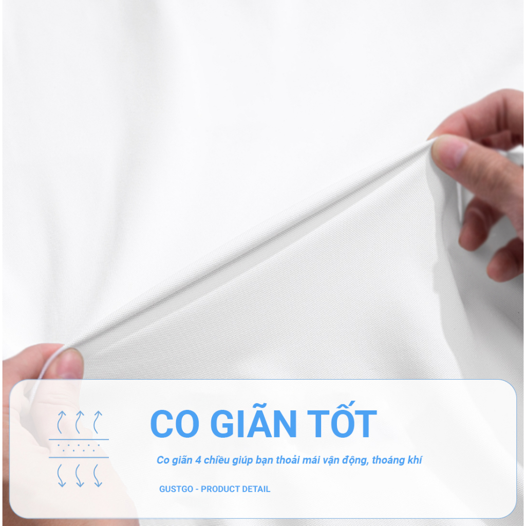 Áo thun nam thể thao Gustgo- Coolmax - sọc ngang kiểu cách