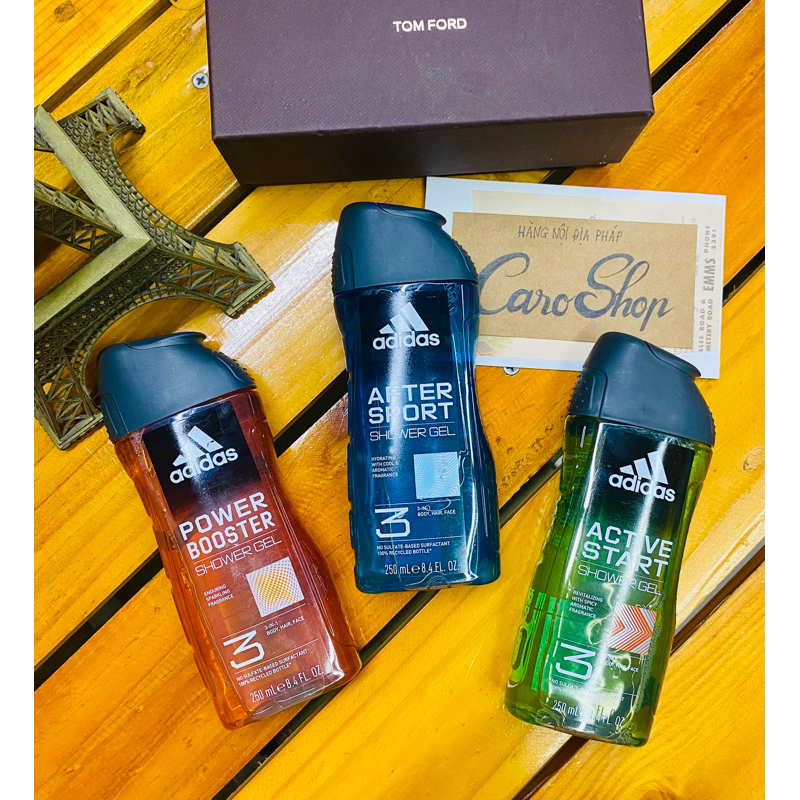 Shower gel 3 in 1 Adidas sữa tắm gội Nam nội địa Pháp 250ml