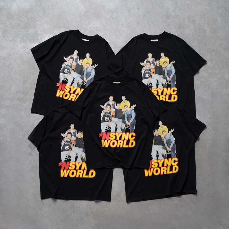 Áo thun phom rộng đen in trame hình cổ điển NSYNC ĐEN 03 SXINVASION