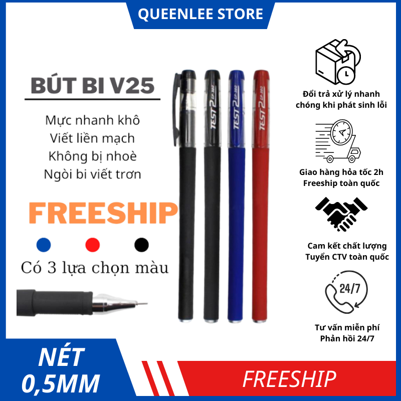 Bút Bi V25 Viết Trơn, Nét Đều Có Thể Thay Ngòi QueenLee Store