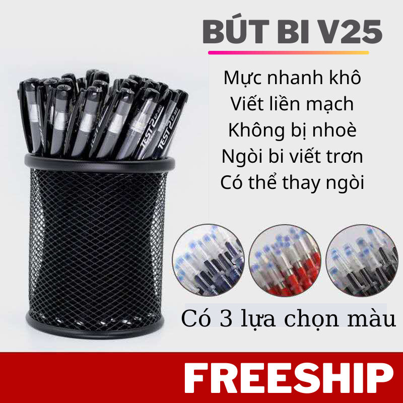 Bút Bi V25 Viết Trơn, Nét Đều Có Thể Thay Ngòi QueenLee Store