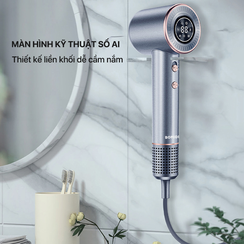 Máy sấy tóc tốc độ cao ion âm BOMIDI HD02 1600W nhanh khô, 6 tốc độ sấy, thiết kế chuẩn Salon
