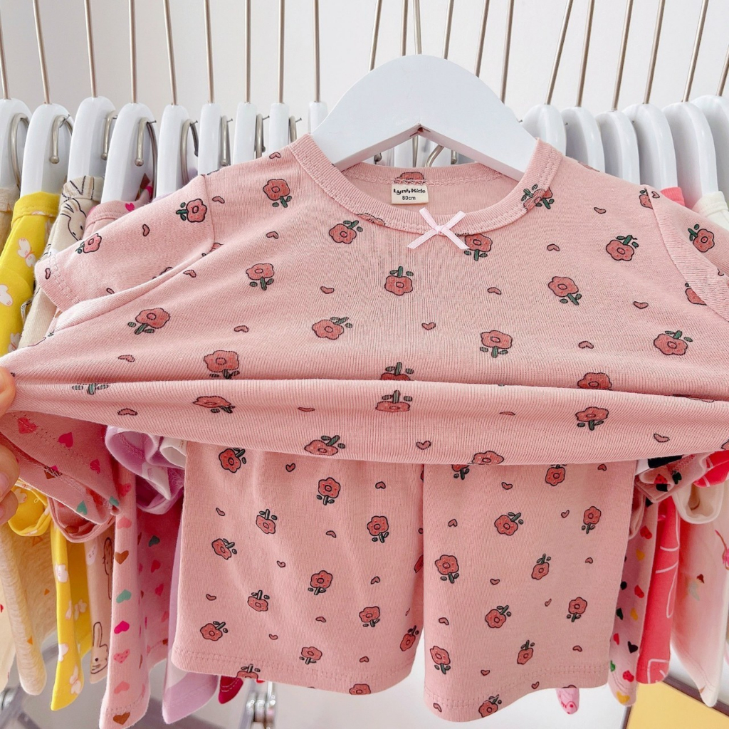 Set 3 bộ Cotton xuất dư cho bé gái- Bộ cotton cộc tay mùa hè