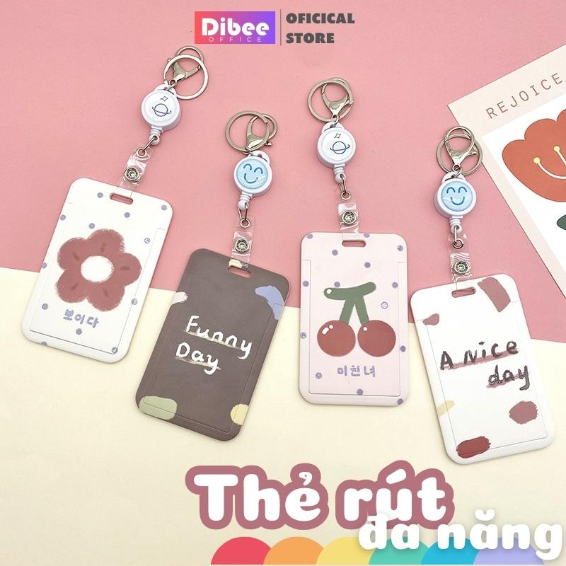 Thẻ học sinh dây rút DiBee, bao thẻ kèm theo dây rút kéo dài nhiều mẫu dễ thương dành cho học sinh THẺ RÚT