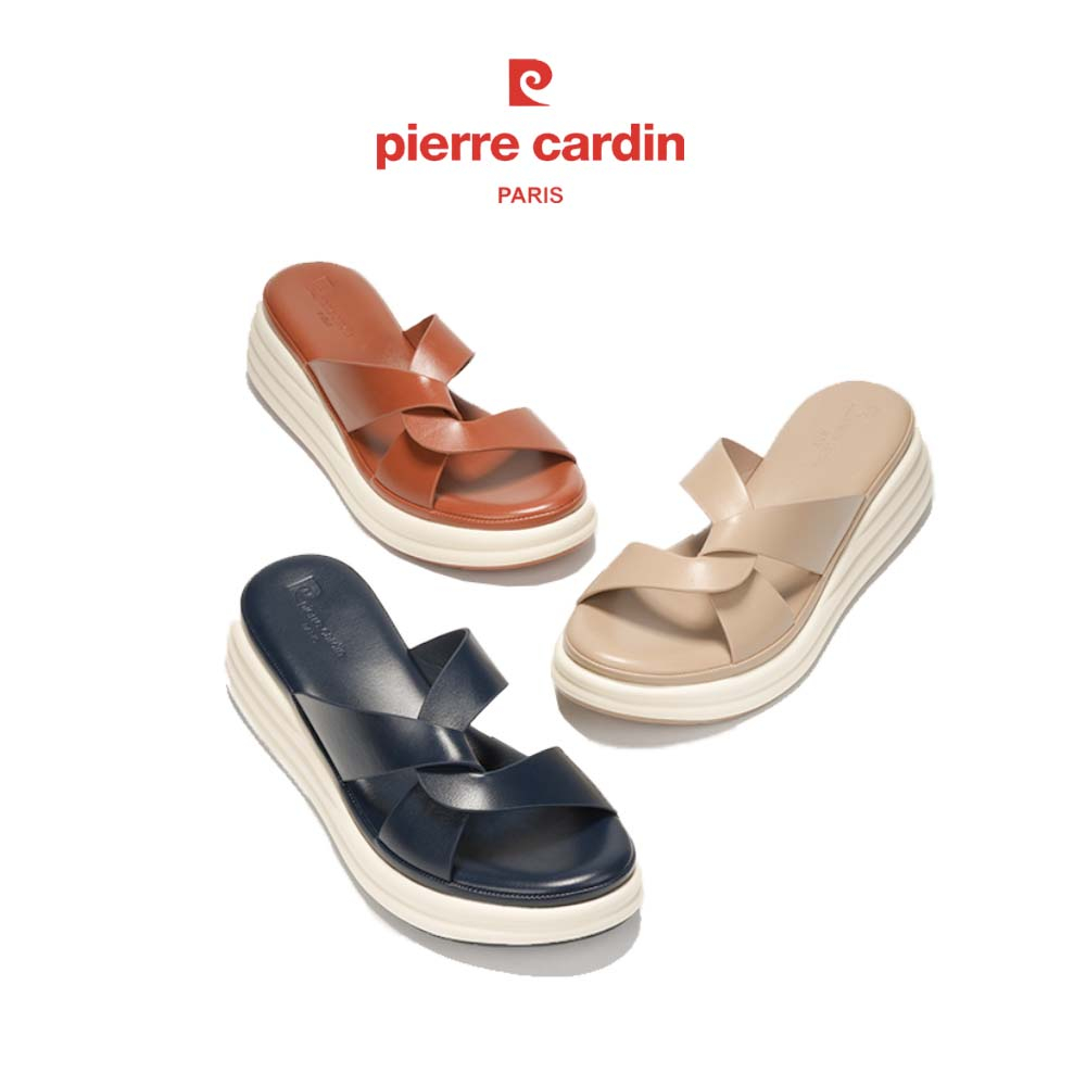 NEW] Sandal nữ cao cấp Pierre Cardin, thiết kế quai ngang, chất liệu mềm mại, đế cao 7cm 233