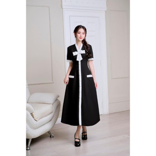 Đầm bigsize dáng dài phối nơ xinh yêu ( Thời trang Vicky G - Anitagreen ) HN0923