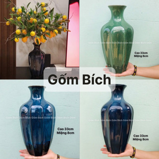 Bình Hoa Lọ Hoa Dáng Khế Dài Cắm Đào Lựu Tuyết Mai Gốm Sứ Bát Tràng