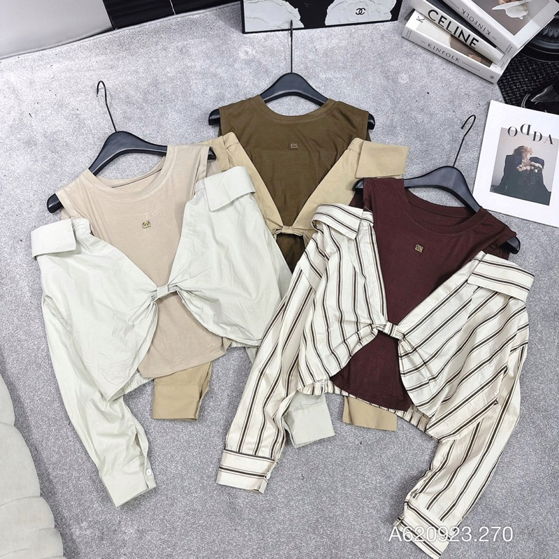 SET ÁO GILE BUỘC 1 BÊN KÈM ÁO SOMI TRẮNG