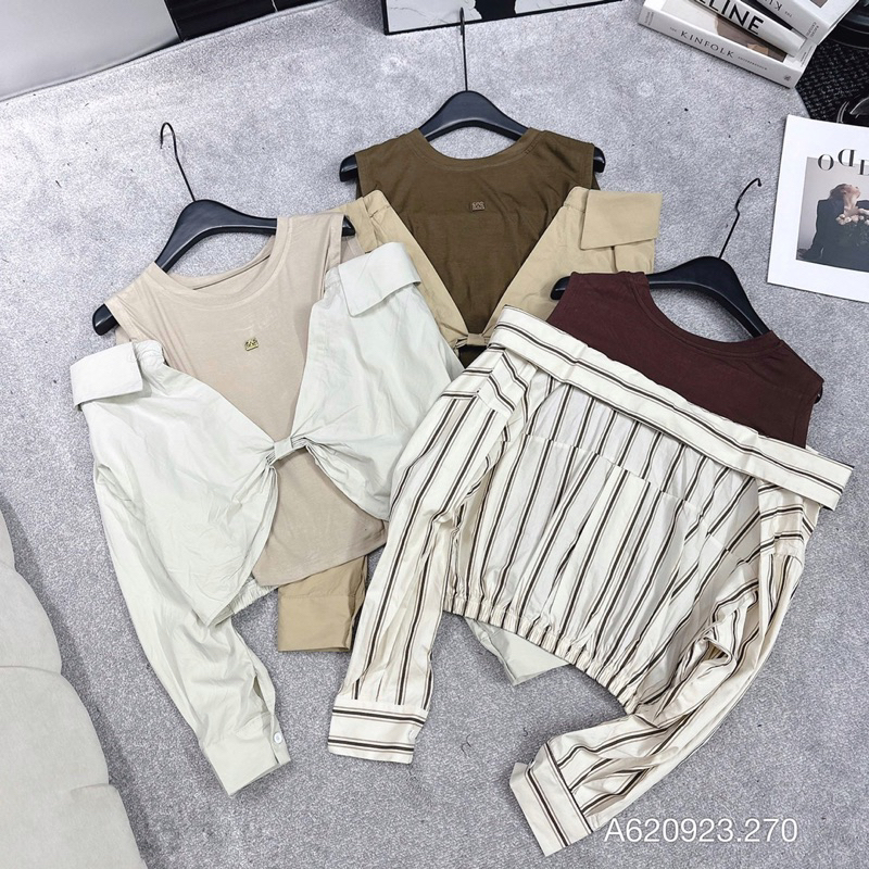 SET ÁO GILE BUỘC 1 BÊN KÈM ÁO SOMI TRẮNG