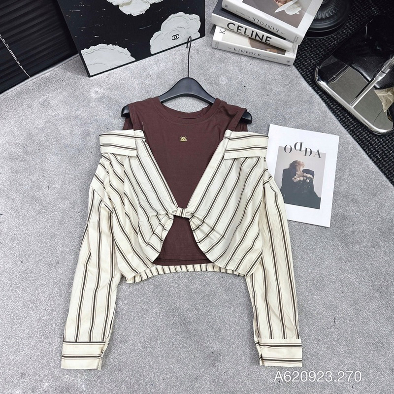 SET ÁO GILE BUỘC 1 BÊN KÈM ÁO SOMI TRẮNG