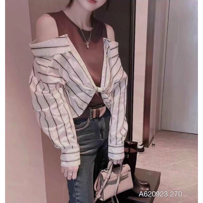 SET ÁO GILE BUỘC 1 BÊN KÈM ÁO SOMI TRẮNG