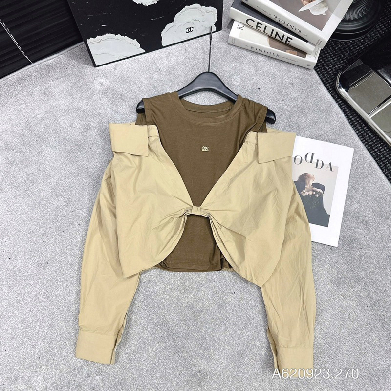 SET ÁO GILE BUỘC 1 BÊN KÈM ÁO SOMI TRẮNG