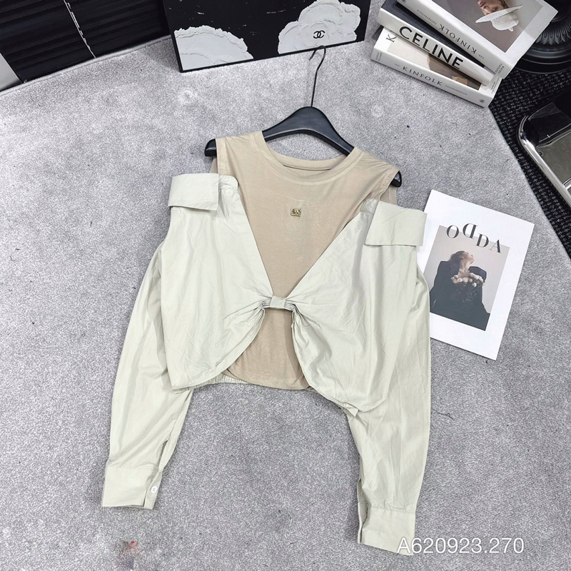 SET ÁO GILE BUỘC 1 BÊN KÈM ÁO SOMI TRẮNG