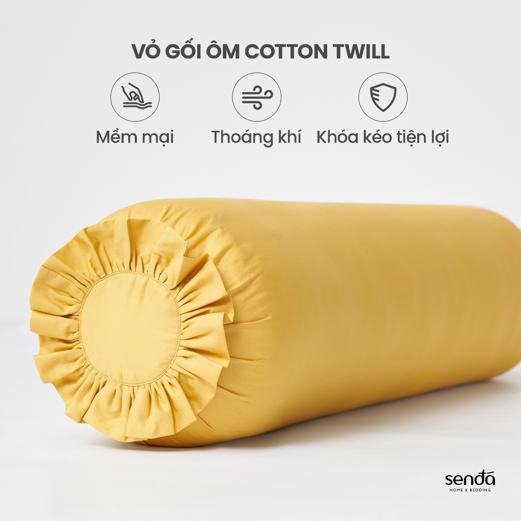 Vỏ gối ôm Cotton Twill Hàn Quốc 60x80 70x100 35x100cm Sen Đá Home Bedding trơn màu cao cấp, bao áo dây kéo khóa thô lụa
