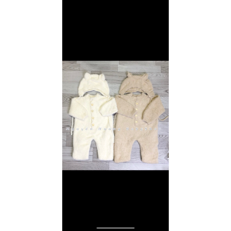 Bộ Body Len Lông Tai Gấu Liền Thân Cho Bé Trai Bé Gái